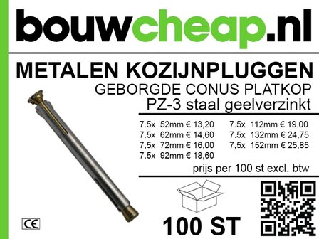 Metalen kozijnpluggen PK GVZ