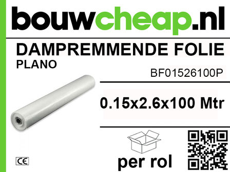 PE dampremmende folie 0.15 x 2.6 x 100 mtr Plano 