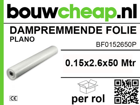 PE dampremmende folie 0.15 x 2.6 x 50 mtr Plano 