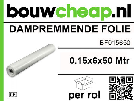 PE dampremmende folie 0.15 x 6 x 50 mtr 