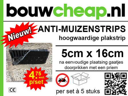 Anti Muizenstrips 5x16cm met hoogwaardige plakeigenschap