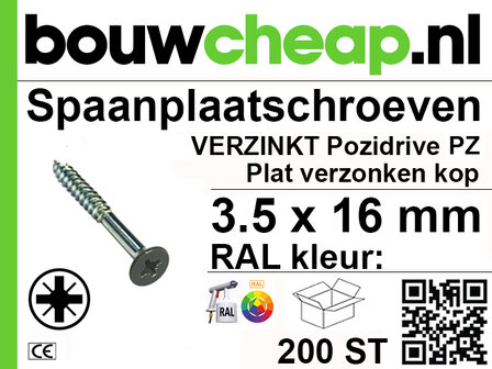 Spaanplaatschroeven GM 3.5x16mm PZ PVK 200st