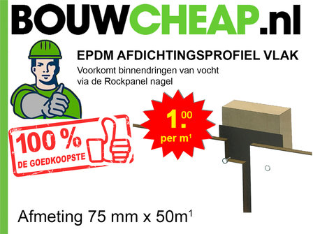 EPDM Afdichtingsprofiel Vlak 75mmx50m1