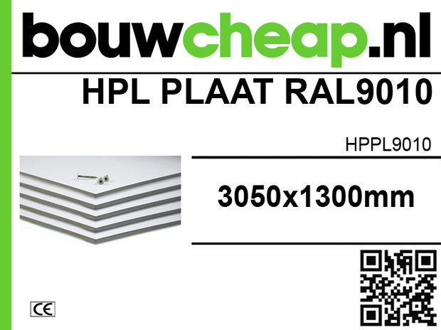 HPL plaat 6mm RAL9010 wit