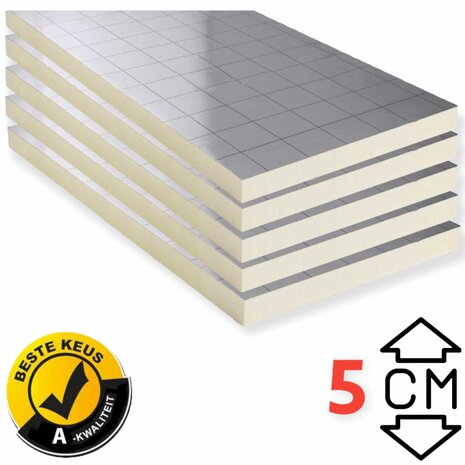 PIR Isolatieplaat RD: 2.25 2 zijdig aluminium kantig 1,2M x 0,6M x 50MM