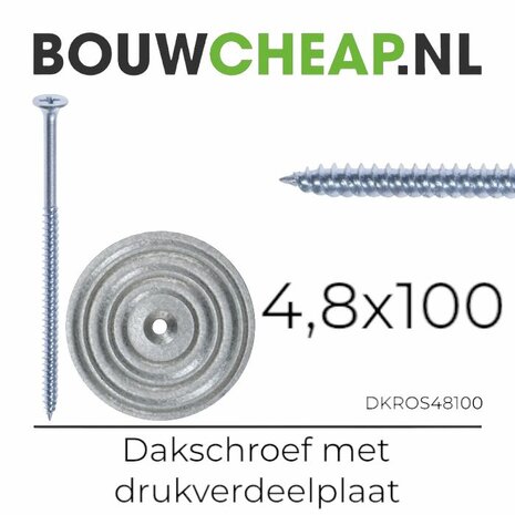 Dakschroeven 4.8x100mm in combinatie met drukverdeelplaat staal 70mm