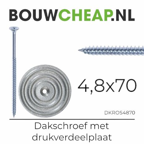 Dakschroeven 4.8x70mm in combinatie met drukverdeelplaat staal 70mm