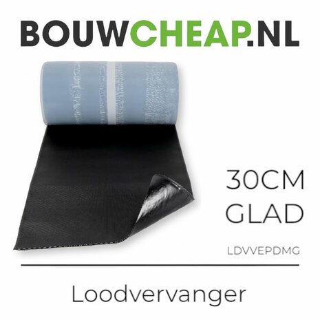 Loodvervanger zwart EPDM glad 30cm x 5 mtr