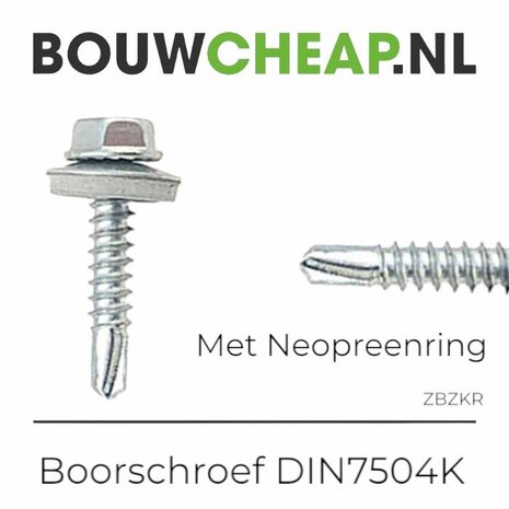 DIN 7504K Boorschroef met Neopreenring 6.3x75mm - 100 stuks