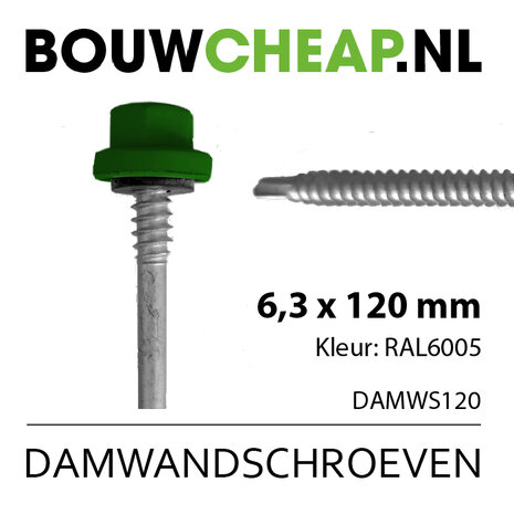 Damwandschroef 6.3x120mm RAL6005