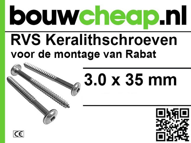 RVS Keralith schroeven 3,0 x 35mm