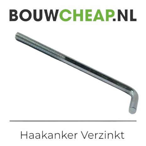 Haakanker verzinkt M12x400x50mm - per stuk