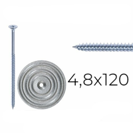 Dakschroeven 4.8x120mm in combinatie met drukverdeelplaat staal 70mm
