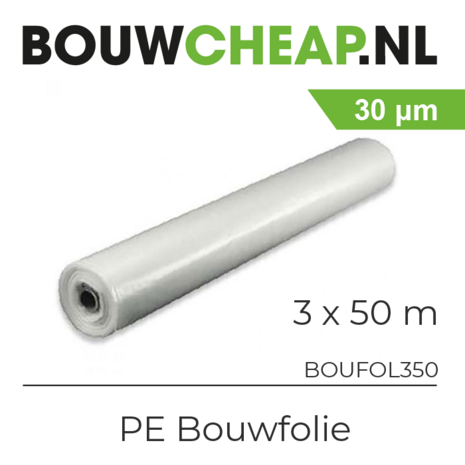 Bouwfolie PE T100 30 micron 3x50mtr