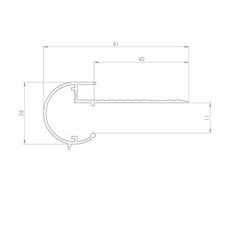Daktrim Zwart RAL 9005 - Kraal - Aluminium 26x40mm - Lengte 250cm
