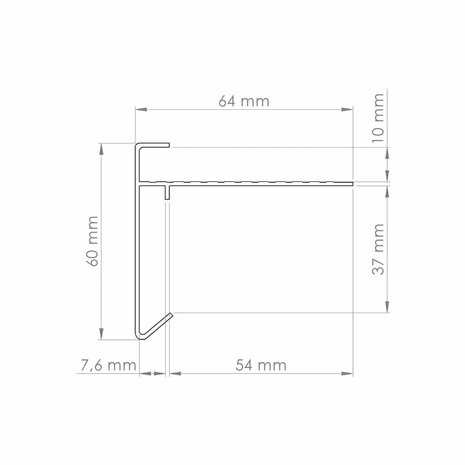 Daktrim Aluminium 60x64mm Kleur: RAL 7021 Zwartgrijs