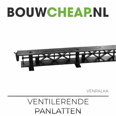 Zwarte ventilatielatten met een geperforeerd ontwerp, geschikt voor ventilatie in bouwconstructies.