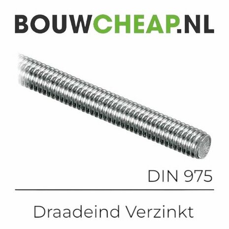 Geverzinkte draadstaaf met schroefdraad, recht en glanzend, met duidelijke markering van de productinformatie.