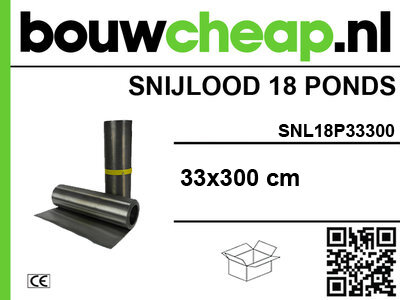 Zwarte snijloodrollen van 18 ponds met gele markering, verpakt in een groene en zwarte compositie. Formaat 33x300 cm.