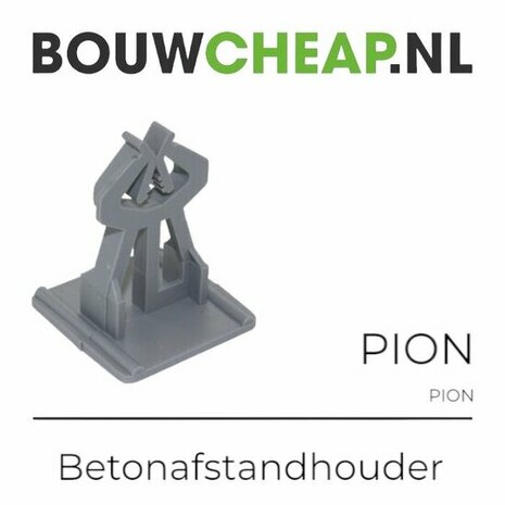 Grijze betonafstandhouder met een stabiele basis en een centrale uitsparing voor het plaatsen van staven of vormen.