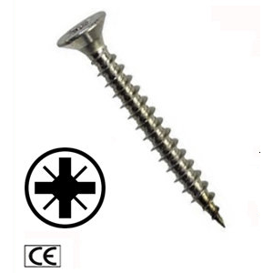 RVS schroef met ingebouwde Philips-kop, heeft een glanzende afwerking en opvallende groeven voor extra grip.