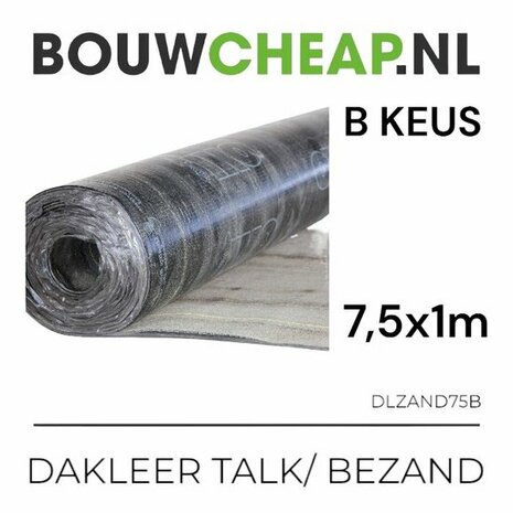 Rol dakleer met een diameter van 7,5 cm, zwart met een gestructureerd oppervlak en witte tekst.