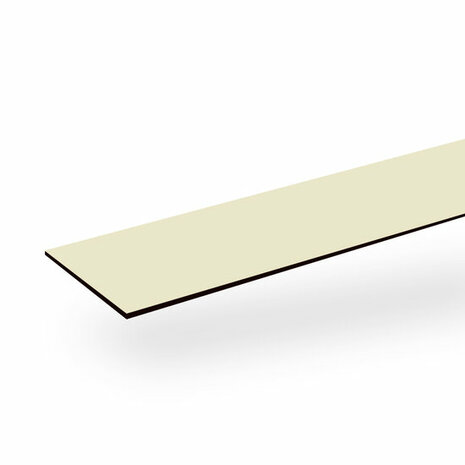 Lange, rechte plaat met een lichte, crèmige kleur en een donkere rand aan de onderkant.