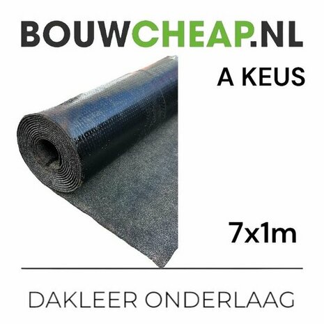 Zwarte dakleer onderlaag van 7x1 meter, opgerold met een lichtgewicht en gladde textuur.