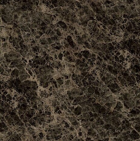 Een donkerbruine marmeren tegel met lichte aderen en een gestructureerd oppervlak.