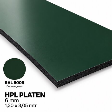 HPL Plaat Exterieur - Dennengroen RAL 6009  - 6mm - 1300 x 3050mm
