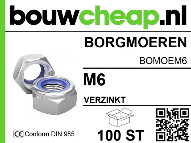 Borgmoer verzinkt M6 DIN 985