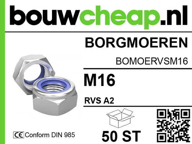 Borgmoer RVS M16 DIN 985