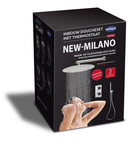Inbouw Regendouche "New Milano M-200" 20cm Douchekop