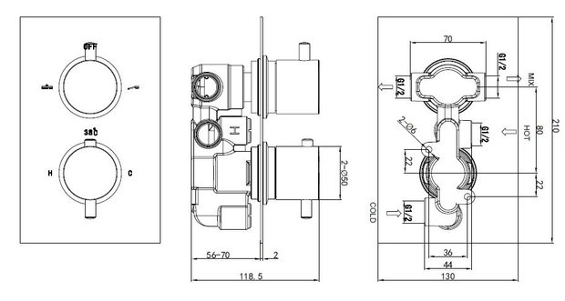 Inbouw Regendouche "New Milano M-300" 30cm Douchekop