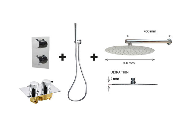 Inbouw Regendouche "New Milano M-300" 30cm Douchekop