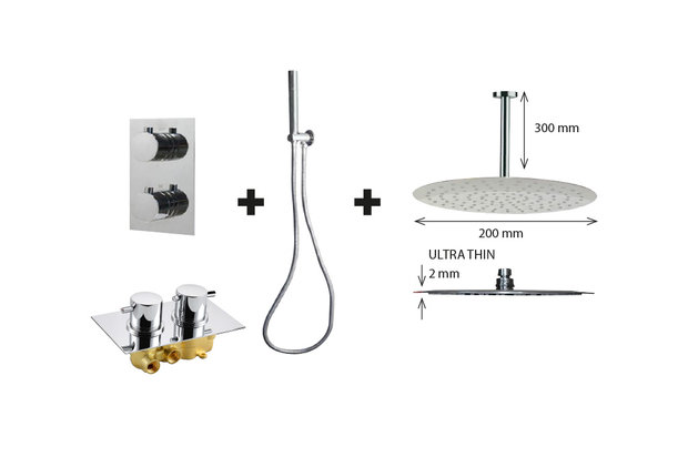 Inbouw Regendouche "New Milano P-200" 20cm Douchekop Chroom