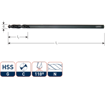 HSS-G Dakdekkersboor Ø 5,0x150mm