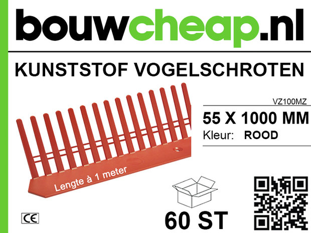 Vogelschroot met muiswering (ROOD) - 55mm hoog