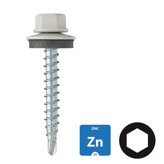 Dakpanplaatschroeven - Verzinkt - 4,8x35mm - Ral 7038 Agaatgrijs - 100 stuks 