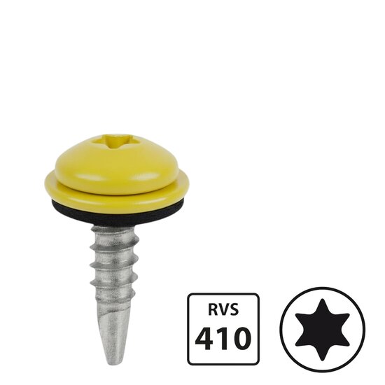 Boorschroeven DIN7504M - RVS 410 - 5,5x25mm - Torx - Ring 12mm - 100 stuks