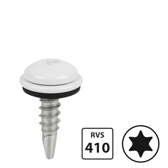 Boorschroeven DIN7504M - RVS 410 - 4,8x25mm - Torx - Ring 12mm - 100 stuks