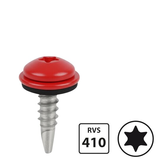 Boorschroeven DIN7504M - RVS 410 - 4,8x32mm - Torx - Ring 12mm - 100 stuks