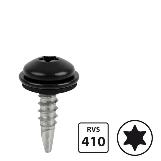 Boorschroeven DIN7504M - RVS 410 - 4,8x32mm - Torx - Ring 12mm - 100 stuks