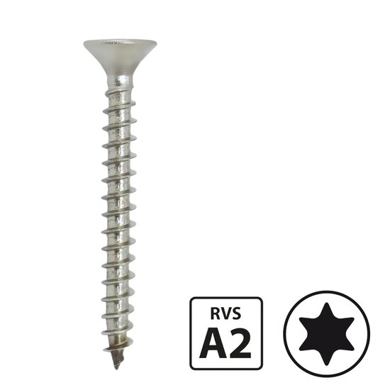 Spaanplaatschroeven - RVS A2 - 3,5x35mm - Torx 10 - Voldraad - 200 stuks