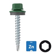 Dakpanplaatschroeven - Verzinkt - 4,8x35mm - Ral 6007 Flessengroen - 100 stuks 