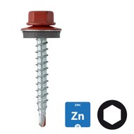 Dakpanplaatschroeven - Verzinkt - 4,8x35mm - Ral 3009 Oxiderood - 100 stuks 