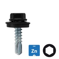 Dakpanplaatschroeven - Verzinkt - 4,8x25mm - Ral 9005 Gitzwart - 100 stuks 