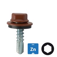 Dakpanplaatschroeven - Verzinkt - 4,8x25mm - Ral 8004 Terracotta - 100 stuks 