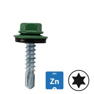 Dakpanplaatschroeven - Verzinkt - 4,8x25mm - Ral 6009 Dennengroen - 100 stuks 