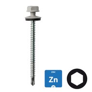 Dakpanplaatschroeven - Verzinkt - 4,8x50mm - Ral 9002 Grijswit - 100 stuks 